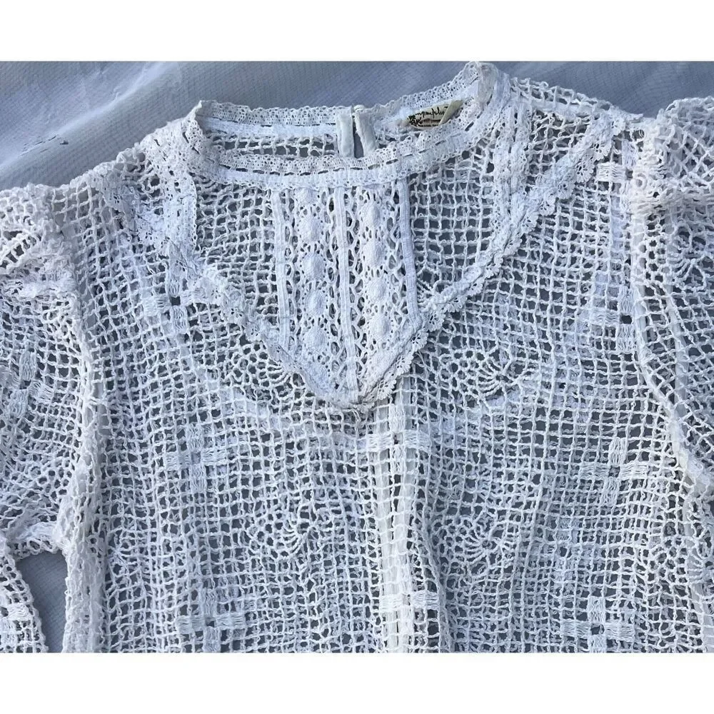 Free People Intimately 70s Style Crochet Bodysuit White Size S $128